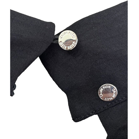 Calvin Klein Womens Cowlneck Drape Front Belted Black Jumpsuit Romper SZ 10 - Picture 9 of 13